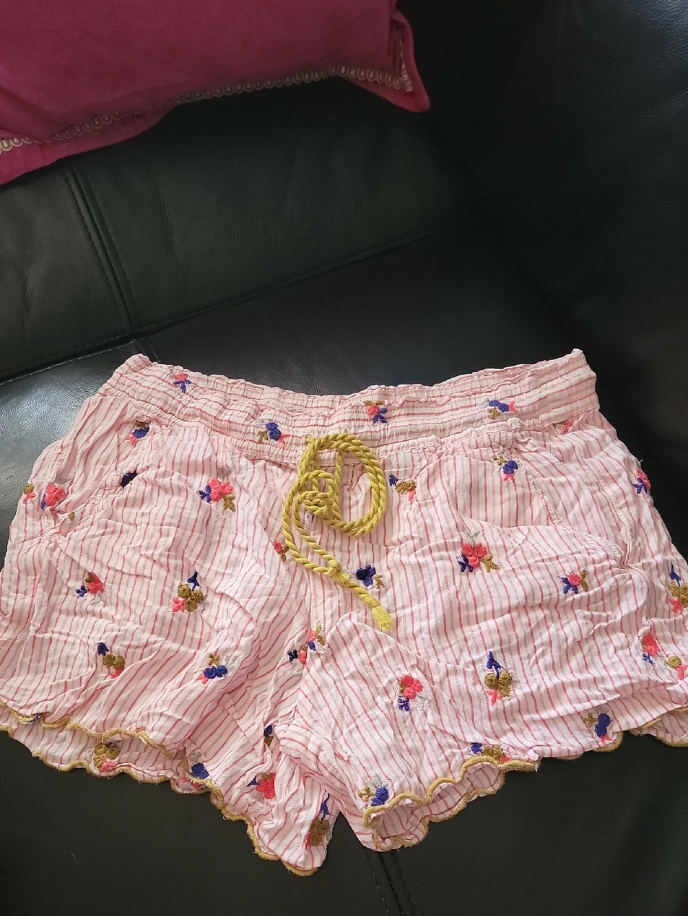 Bouquet Embroidered Sleep Shorts XS Anthropologie Pure & Good